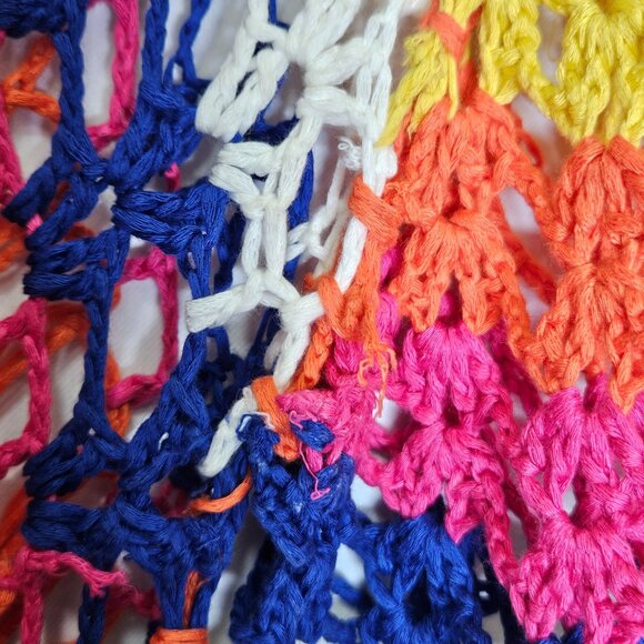 Crochet Bohemian Rainbow Tunic Round Mandala Design 3/4 Sleeves Grandmacore S - Picture 4 of 9